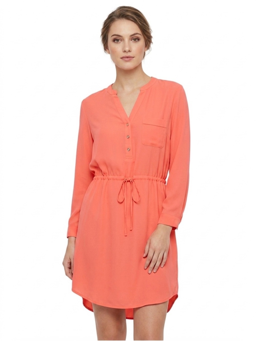 Mittoshop Neon Coral Drawstring Tunic Dress Women’s Small